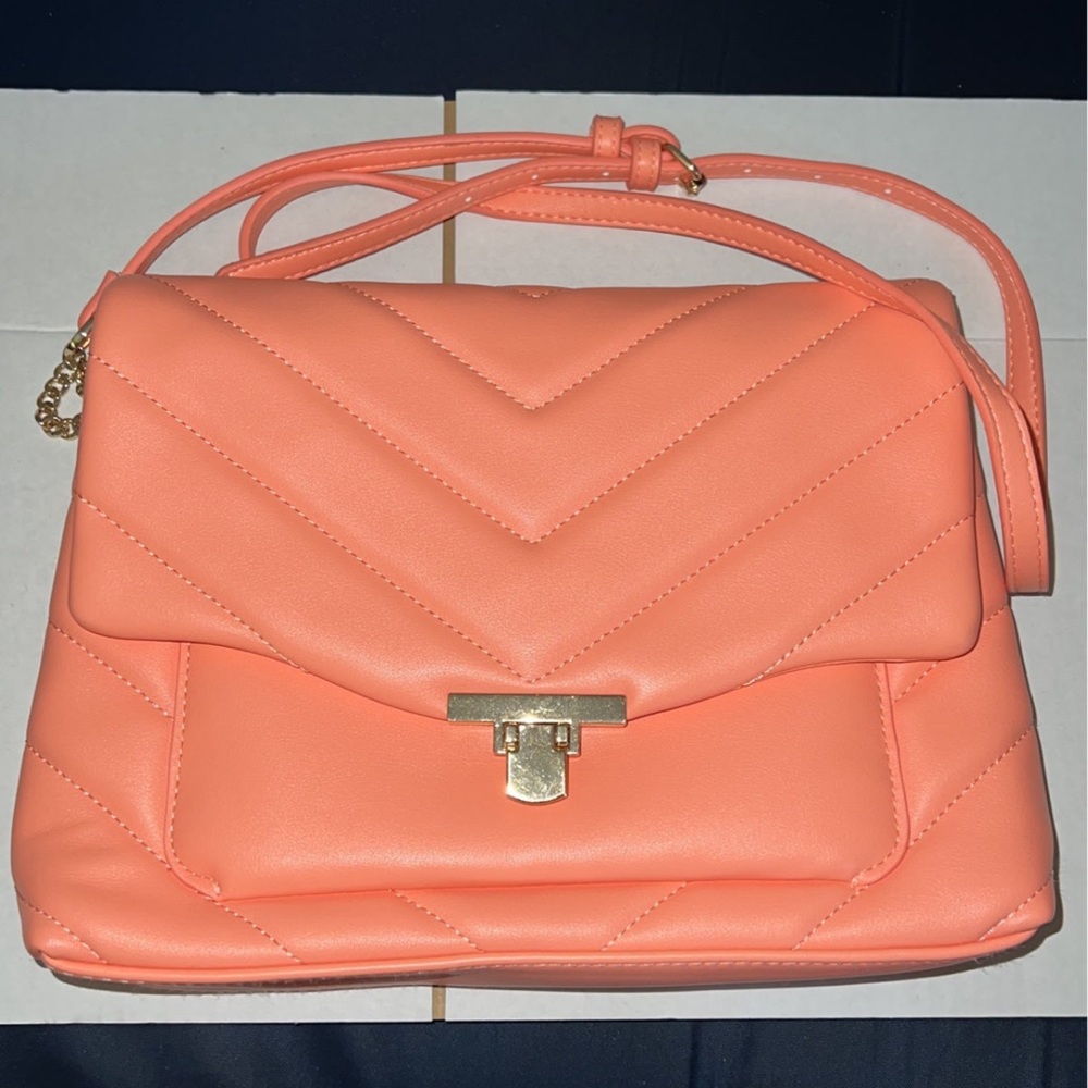 A New Day Quilted Crossbody Bag in Orange/Peach